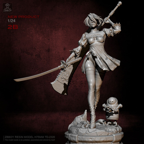 75mm Resin Figure Kits 2B Beauty Model  Self-assembled TD-2320 ► Photo 1/4