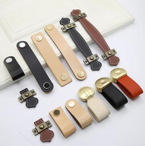 Lch Simple Zinc Alloy, Leather Cabinet Hardware