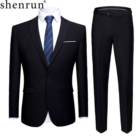 Shenrun Men Suits 2 Pieces Jacket Pants Business Uniform Office Suit Wedding Groom Tuexdo Slim Fit Single Button Casual Formal ► Photo 1/6