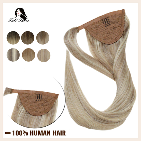 Full Shine Straight Wrap Around Ponytail Clip In 80g/100g Machine Made Remy Pony Tails Extensions for White Women No Claw Clip ► Photo 1/6