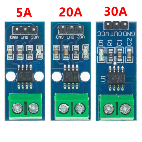 1pcs ACS712 5A/ACS712 20A/ACS712 30A Hall Current Sensor Module ACS712 model  ACS712 5A 20A 30A ► Photo 1/6