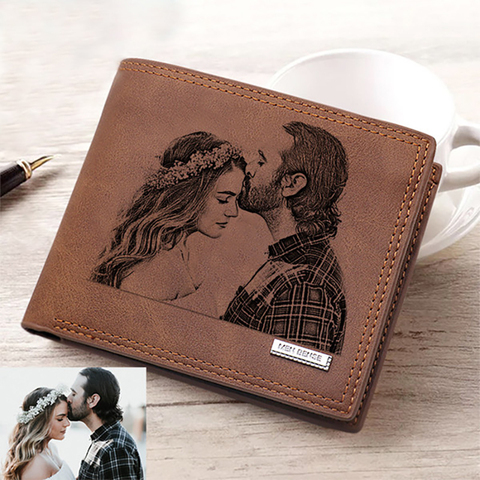 Picture Wallet Fashion Casual Short PU Frosted Multi-Card DIY Wallets Customized Engraving Photo Simple Purse For Men ► Photo 1/6