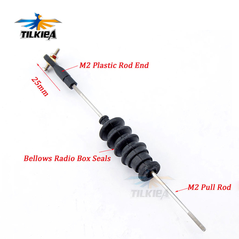 1pcs RC Model Boat Push Rod Kit Include M2 Rod End +Rubber Bellows Radio Box Seals+M2 Pull Rod For Servo Push Rod Seal To Rudder ► Photo 1/6