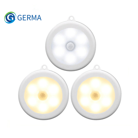 GERMA Human Body Sensor Night Light  6 LED  Wireless PIR Infrared  Wall Lamp Sensing Lights Closet Cabinet Stairs Storage Lamps ► Photo 1/6