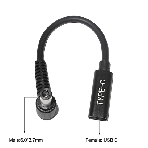 USB Type C Female to 6.0*3.7mm Male Plug Converter Laptop Dc Power Adapter Connector Charging Cable Cord for Asus Notebook PC ► Photo 1/6