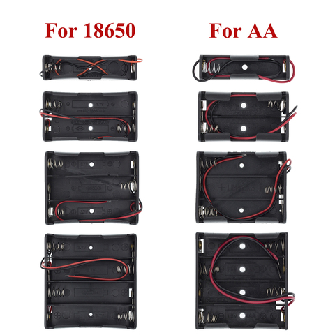 Plastic Standard Size AA/18650 Battery Holder Box Case Black With Wire Lead 3.7V/1.5V Clip 1PCS ► Photo 1/6