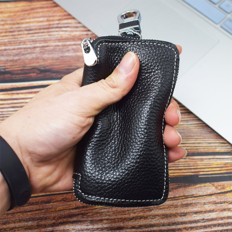 Genuine Leather Key Wallet Men Keychain Holder Pouch Purse Zipper Designer Car Key Case Multifunction Door Keys Housekeeper Bag ► Photo 1/6