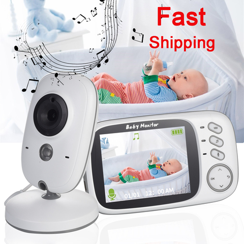 Wireless Baby Monitor 3.2 inch LCD IR Night Vision 2 way Talk 8 Lullabies Temperature monitor video nanny radio baby camera ► Photo 1/6