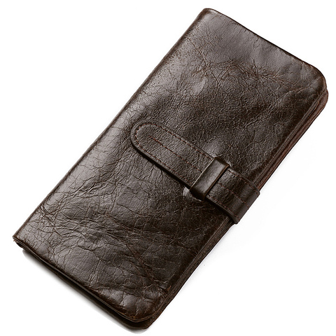 Genuine Leather Wallet Men Soft Skin Coin Pocket Purse Long Female Purse Trendy Retro High capacity Zipper Men's Wallet 003B ► Photo 1/6