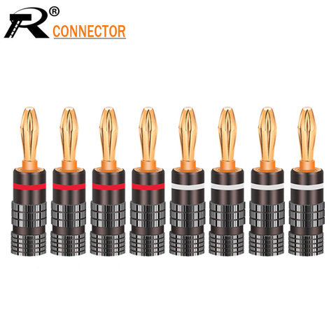 8pcs New Gun Metal BANANA PLUGS 24K Gold-plated 4MM Banana Connector with Screw Lock For Audio Jack Speaker Plugs White&Red ► Photo 1/6