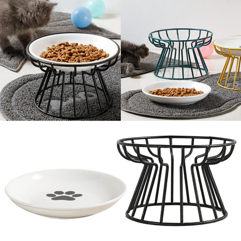 Cat Dog Feeders Bowls Iron Tableware Ceramic Pet Food Water Bowl Anti Skid ► Photo 1/6