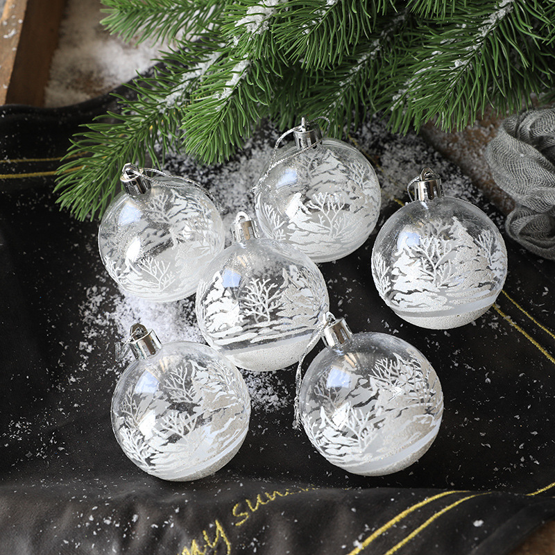 6Pcs/lot Plastic Ball Christmas Tree Ornaments Hanging Pendants New Year Decor 