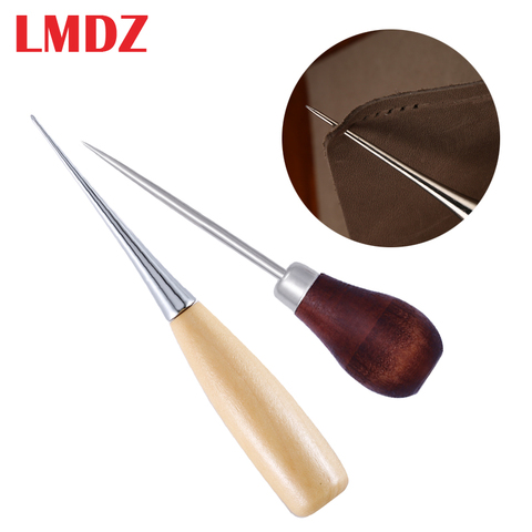 LMDZ Wooden Handle Awls DIY Leather Tent Sewing Awl Shoes Repair Tool Hand Stitcher Leather craft Awl Punch Hole Leather Tools ► Photo 1/6