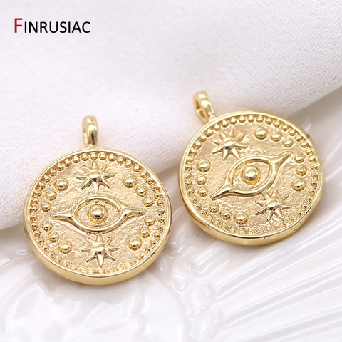 2022 new greek eye charms high quality copper metal plated gold round commemorative coin pendant charm for diy make jewelry ► Photo 1/6