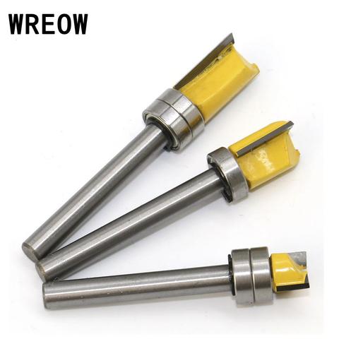 6mm round Shank Bearing Straight Flush Trim Router Bit 3Flute Top Tungsten bit Template Trim Woodworking Milling Cutter Tool ne ► Photo 1/6