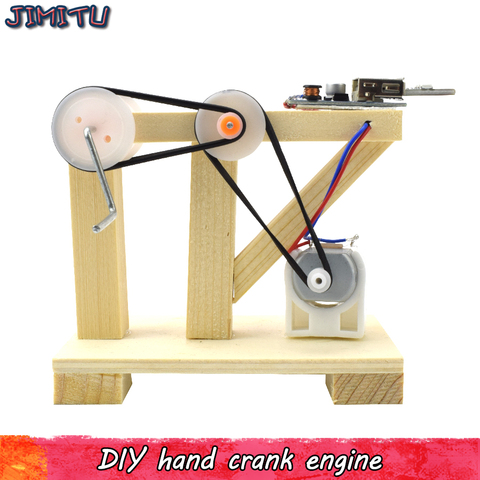 Hand Generator Model Kits Toys DIY Wooden Manual Dynamo Science Experiment Assembly Models Toy for Children Creative Educational ► Photo 1/6