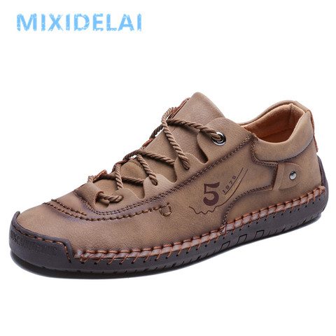 2022 New Men Casual Shoes Handmade Leather Loafers Comfortable Men's Shoes Quality Split Leather Flat Moccasins Men Sneakers ► Photo 1/6