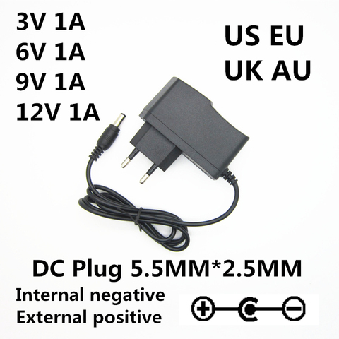 Opposite polarity AC 100-240V DC 3V 6V 9V 12V 1A 1000mA Universal AC / DC adapter charger power supply Reverse polarity ► Photo 1/4