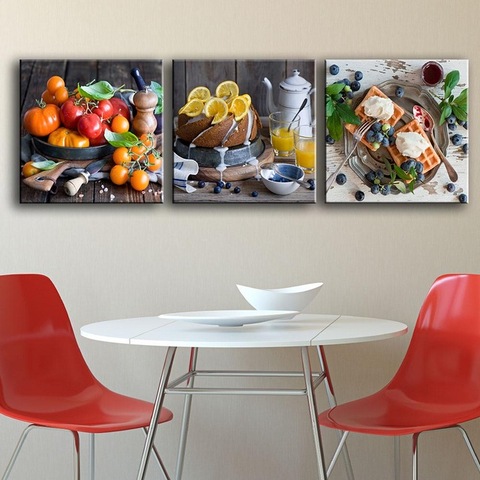 Modern Canvas Art Fruit Cake Foods Posters 3 Pieces/Set Print Painting Kitchen Home Decoration Wall Pictures For Dining Room ► Photo 1/6