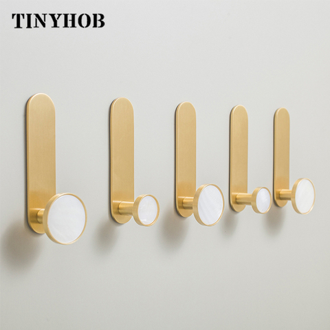 Solid Brass Clothes Hanger Wall Mounted Coat Hook Decorative Key Holder Hat Scarf Handbag/Free Punching Door Without Trace Nail ► Photo 1/5