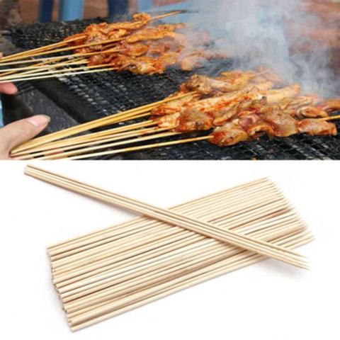 50/100Pcs Disposable Barbecue BBQ Bamboo Skewers Meat Food Meatballs Wood Sticks Forks Grill Shish Kabob Kitchen BBQ Accessories ► Photo 1/6