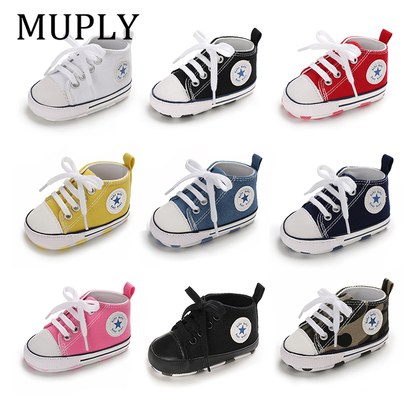 Newborn Baby Infant Girls Boys Soft Sole Crib Toddler Shoes Canvas Sneaker Shoes