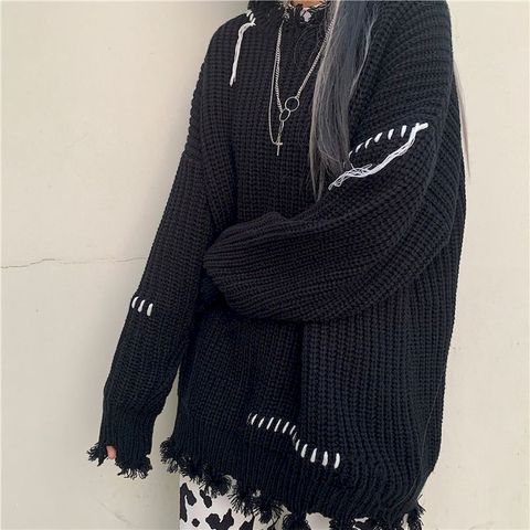 Drawstring Sweater Autumn And Winter New Korean Version Ins Dark Wild Loose Loose Lazy Wind Hole Men And Women Couple Sweater ► Photo 1/6