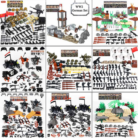New WW2 Military Small Building Block Brick World War 2 Mini US Soviet Chinese Army Figures Weapons Block Brick MOC Toy For Kids ► Photo 1/6
