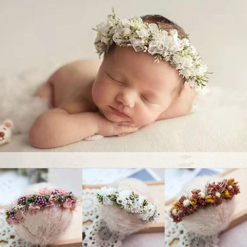Newborn Photography Props Baby Headband Full Moon Baby Photo Headdress Handmade Hairband Flower Headband ► Photo 1/5