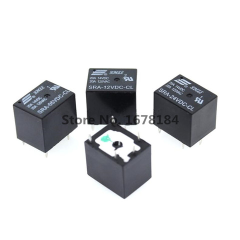 100Pcs 5V 12V 24V 20A DC Power Relay SRA-05VDC-CL SRA-12VDC-CL SRA-24VDC-CL 5Pin PCB Type In stock Black Automobile relay ► Photo 1/2