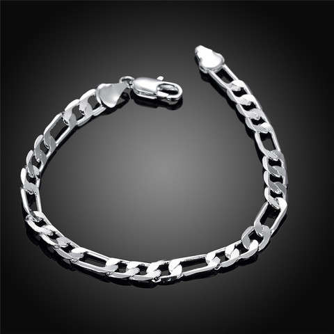 Beautiful Elegant wedding women men silver color 6MM Flat Bracelet high quality fashion classic jewelry JSH-H219 , wholesale ► Photo 1/6