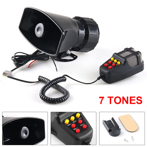 12V 100W 120-150dB 7 Sound Car Electronic Warning Siren Motorcycle Alarm Firemen Ambulance Loudspeaker with MIC for Car ► Photo 1/6