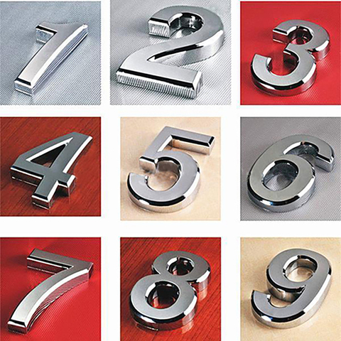 1PC Fashion Plated Home Decor Address Scutcheon Digits Hotel Door Sticker Plate Sign House Number Plaque Silver Modern Numbers ► Photo 1/6