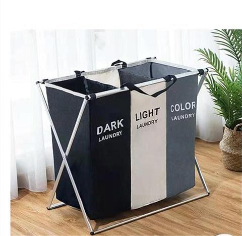 Dirty Clothes Storage Basket Three Grid Organizer Basket Collapsible Large Laundry Hamper Waterproof Home Laundry Basket ► Photo 1/6