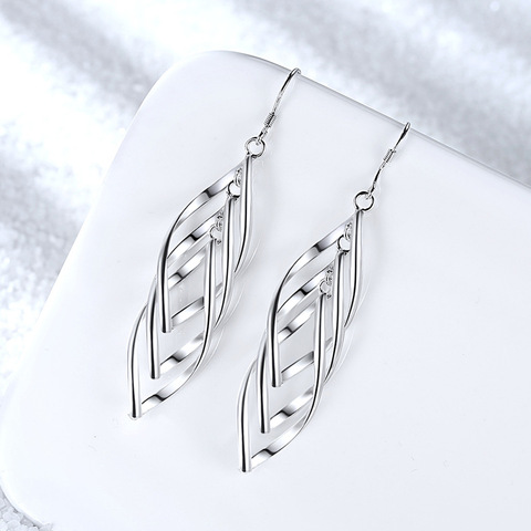 Classic 925 Sterling Silver Drop Earrings for Women Long Tassel Multi-layer Twisted Wave Earrings Oorbellen Brincos pendientes ► Photo 1/6