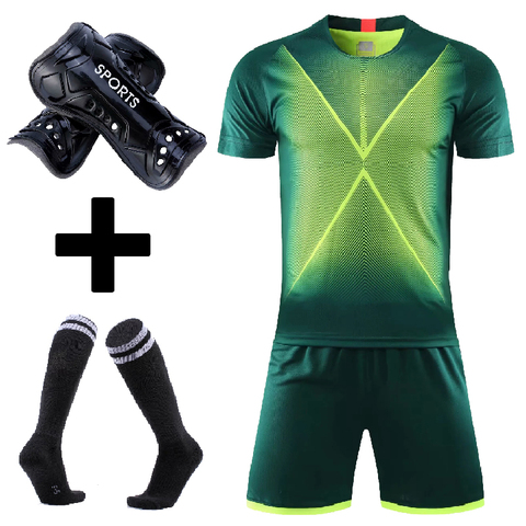 Soccer shirts and shorts set for Men kids football uniforms Custom Boys and girls Soccer Clothes Sets with socks and shin guard ► Photo 1/6