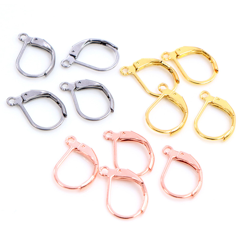 50pcs/lot Gold Silver French Lever Earring Hooks Wire Settings Base Hoops  Earrings For DIY Jewelry