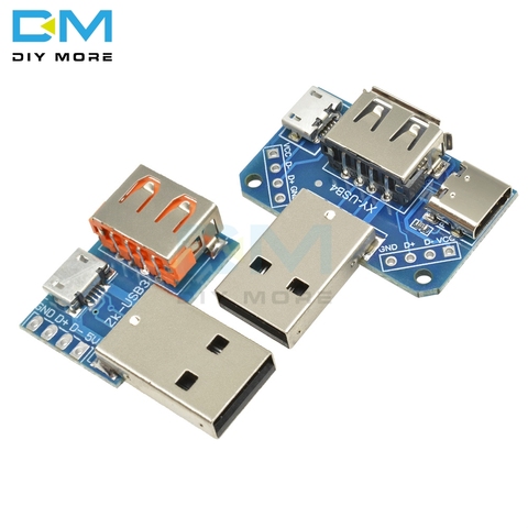 DC 5V 2.54mm Type-C USB Converter Standard USB Female to Male to Micro USB to 4P Interface Converter Terminal Adapter Board ► Photo 1/6