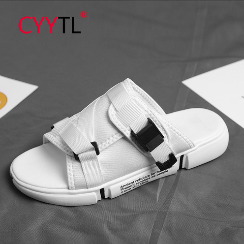 CYYTL Summer New Tide Brand Men Shoes Korean White Slippers for Men Flat Slip Non-slip Outdoor Beach Sandals Zapatos Hombre ► Photo 1/6