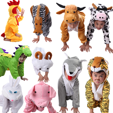 Animal Cosplay Costumes Pig Elephant Cow Wolf fox rabbit Dinosaur Tiger Horse Kids Gift  Jumpsuit ► Photo 1/6