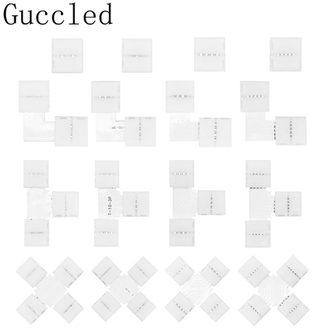 WS2811 WS2812B 10mm Width Solderless LED Connector 2/3/4/5PIN T/L/X Shape Corner Connector For 3528 5050 RGB Led Strip Light ► Photo 1/6