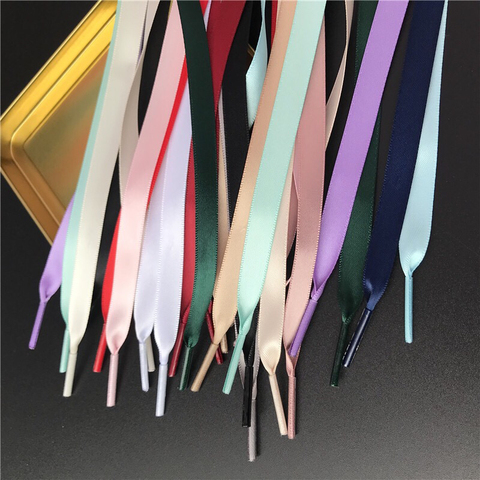 1 Pair 1CM Width Satin Shoe laces Silk Ribbon Flat Shoelaces Sneakers Shoelace 15 Colors Length 80CM 100CM 120CM 150CM S2 ► Photo 1/6