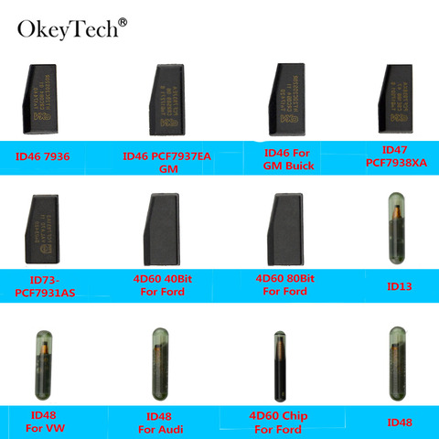 OkeyTech ID46 ID47 ID48 Glass ID13 PCF7937EA GM PCF7938XA ID73-PCF7931AS 4D60 40/80Bit Transponder Blank Remote Car Key Chip ► Photo 1/6