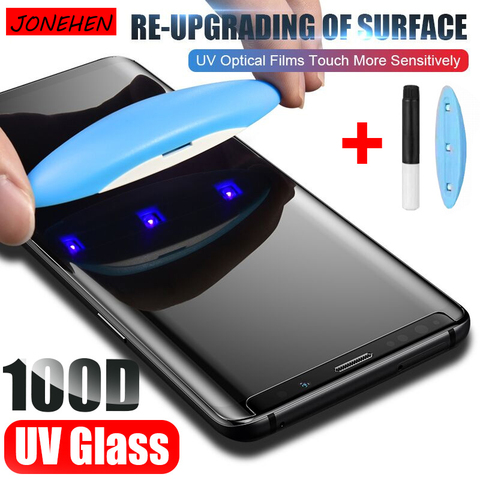 Full Liquid UV Glue Tempered Glass For Samsung Galaxy S9 S8 S10 Plus Note 8 9 10 20 S20 Ultra S10 e Screen Protector Glass Film ► Photo 1/6