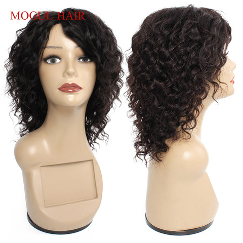 Mogul Hair Cheap Human Hair Wigs Machine Made Wig Natural Color Deep Wave Short Hair Style Brazilian Non-Remy Hair ► Photo 1/6