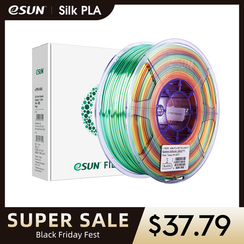 eSUN Silk PLA Filament 1.75mm Rainbow Multicolor Silk PLA 3D Printer Filament 1KG 2.2LBS Spool 3D Printing Material for 3D Print ► Photo 1/6