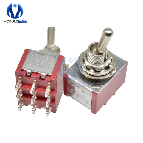 6mm Toggle Switch Single Pole Double Throw SPDT ON-ON 120VAC 6A 1/4 Inch Mounting 13*16.8MM 2 Positions 9 Pin 9PIN ► Photo 1/1