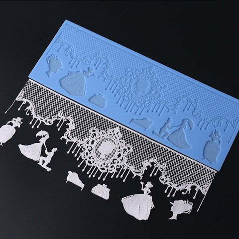 Newly-married Couple Lace Wedding Cake Silicone Beautiful Fondant Mold Mousse Sugar craft Icing Mat Pad Pastry Baking Tool k782 ► Photo 1/4