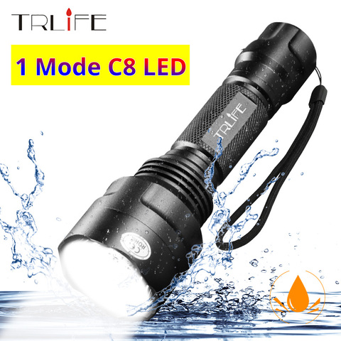 C8 1 Mode Professional Hunting Flashlight Tactical Flash Light  T6 L2 LED Torch Waterproof Aluminum Hiking for Camping Use 18650 ► Photo 1/6