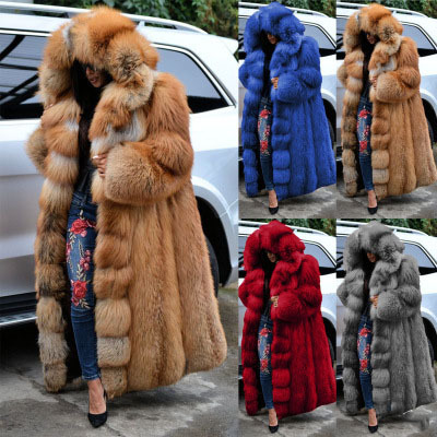 Fashion Long Winter Hooded Faux Fur Coat Loose Thick Warm Plus Size 5xl Artificial Fur Jacket Women Full Sleeve Outerwear Coats ► Photo 1/6
